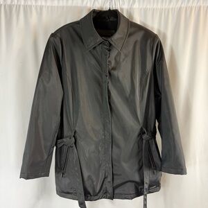 Outbrook Women Black Trench belted zipper Coat for Women Size:1X